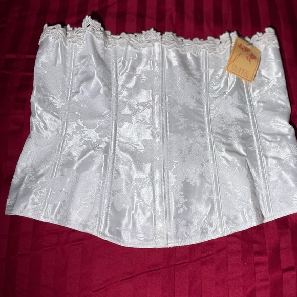 Empire Intimates White Satin Floral Lace Corset Bustier #6709 Made in USA Sz 44 - Picture 9 of 12